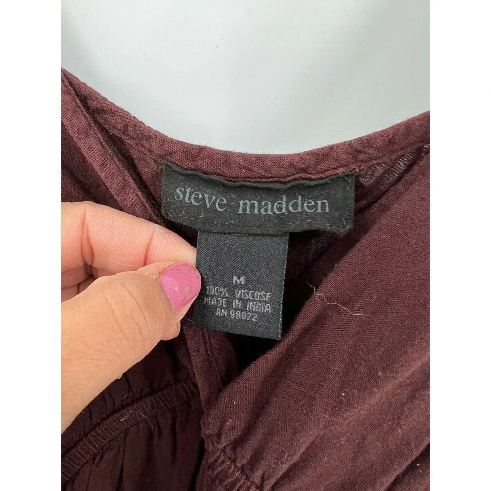 Steve Madden Surplice Swing Flowy Tie-Dye Dress Cover Up Brown Size Medium M